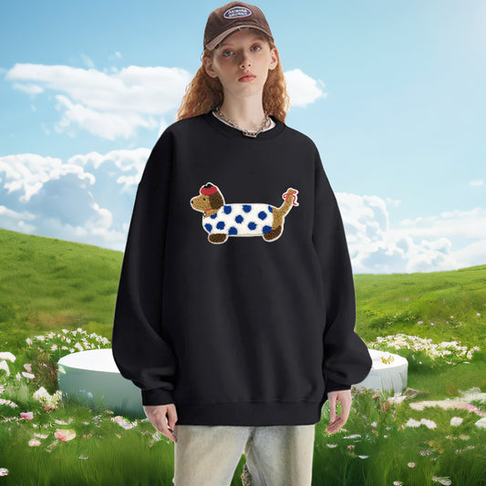 "Embroidered Puppy Puppy" Sweatshirt