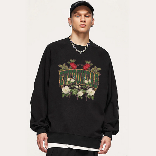 “Style trendy letter rose flower print” Sweatshirt