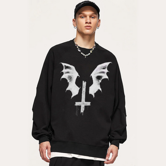 “American style dark style wings cross print” Sweatshirt