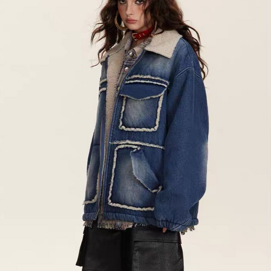 Warm denim Coat