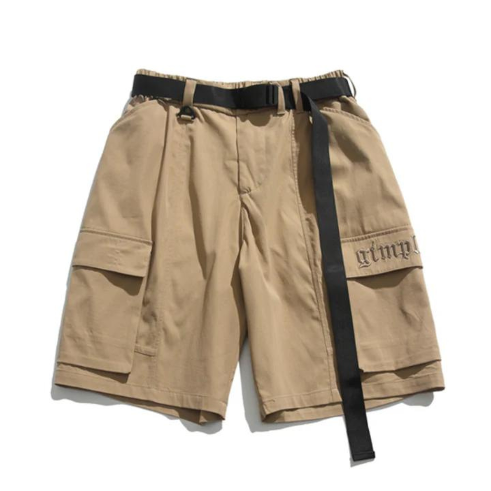 "Japanese Solid Color Cargo" Shorts