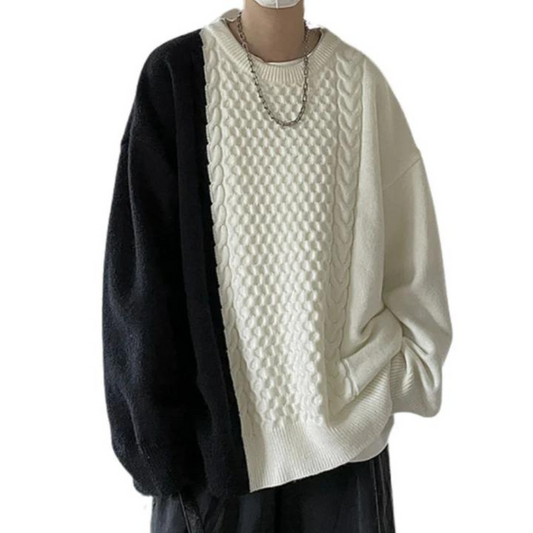 Loose Contrast Knit Sweater