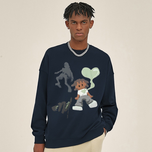 “Niche American trend little boy heartbeat print” Sweatshirt