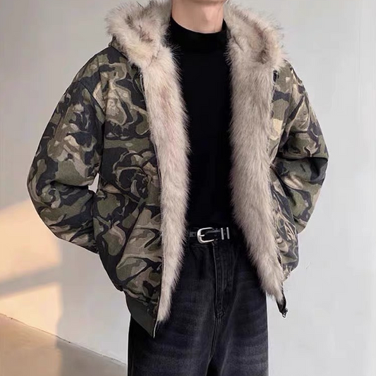 Camouflage Fur Coat