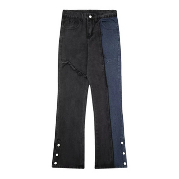 "American Blue-Black Patchwork Straight" Jeans