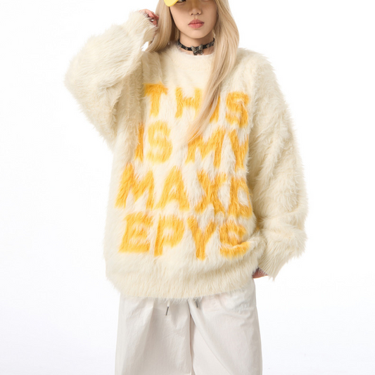 “Retro lazy style letter loose"Sweater