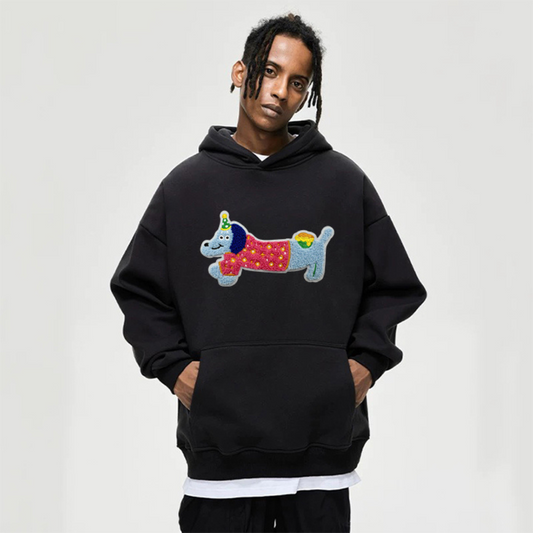 "Embroidered Blue Spotted Puppy” Hoodie