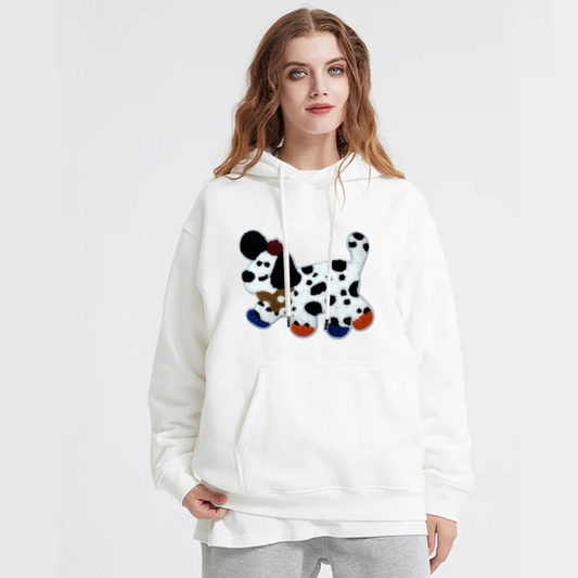 "Embroidered Shoes Spotted Puppy” Hoodie