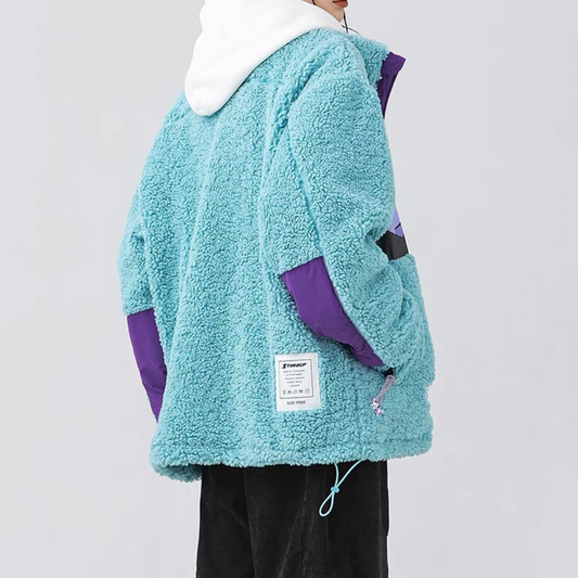 Mountains Patchwork Sherpa Coat