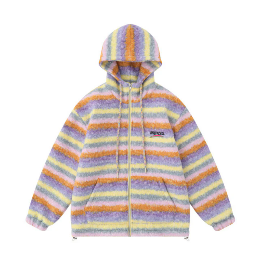 Sweet Colorful Striped Color Coat