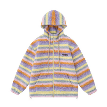 Sweet Colorful Striped Color Coat