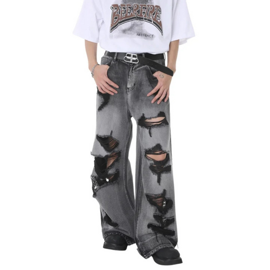 "High Street Irregular Ripped Baggy" Jeans