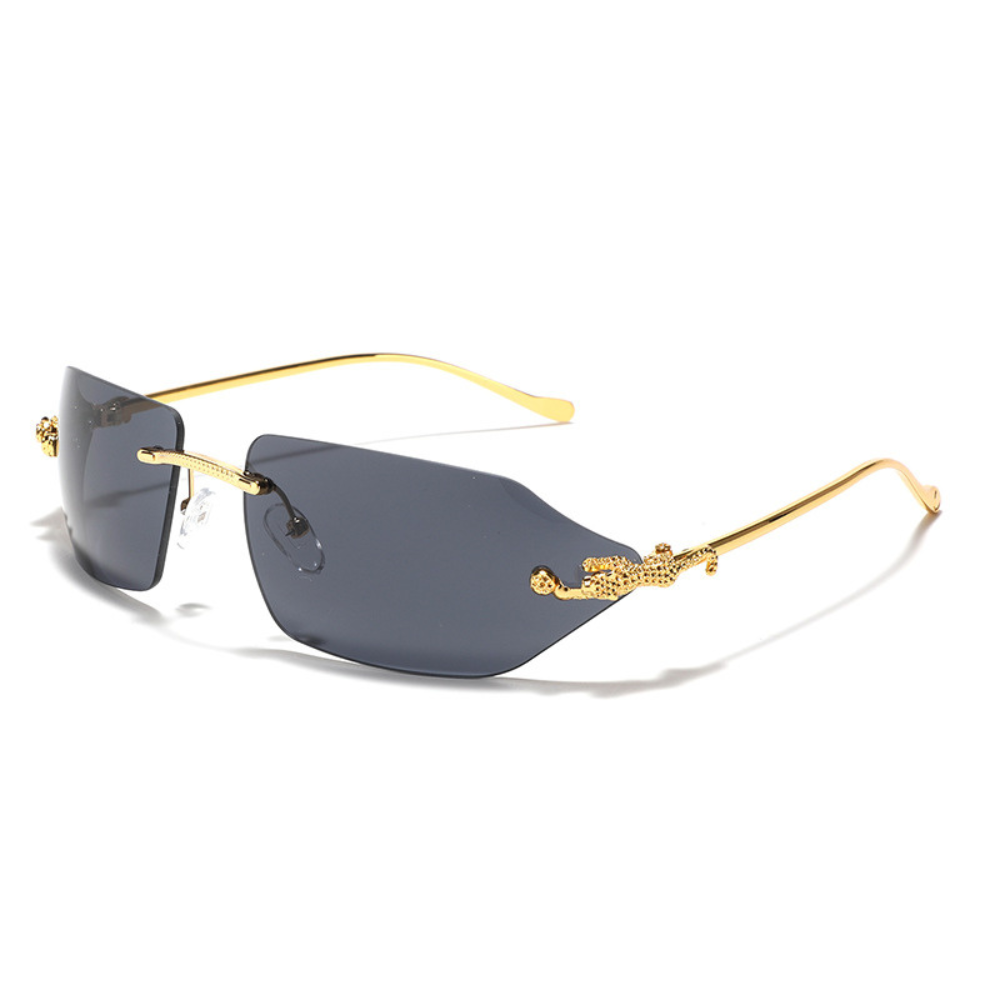 "Y2K Rimless Square Metal Leopard"Glasses