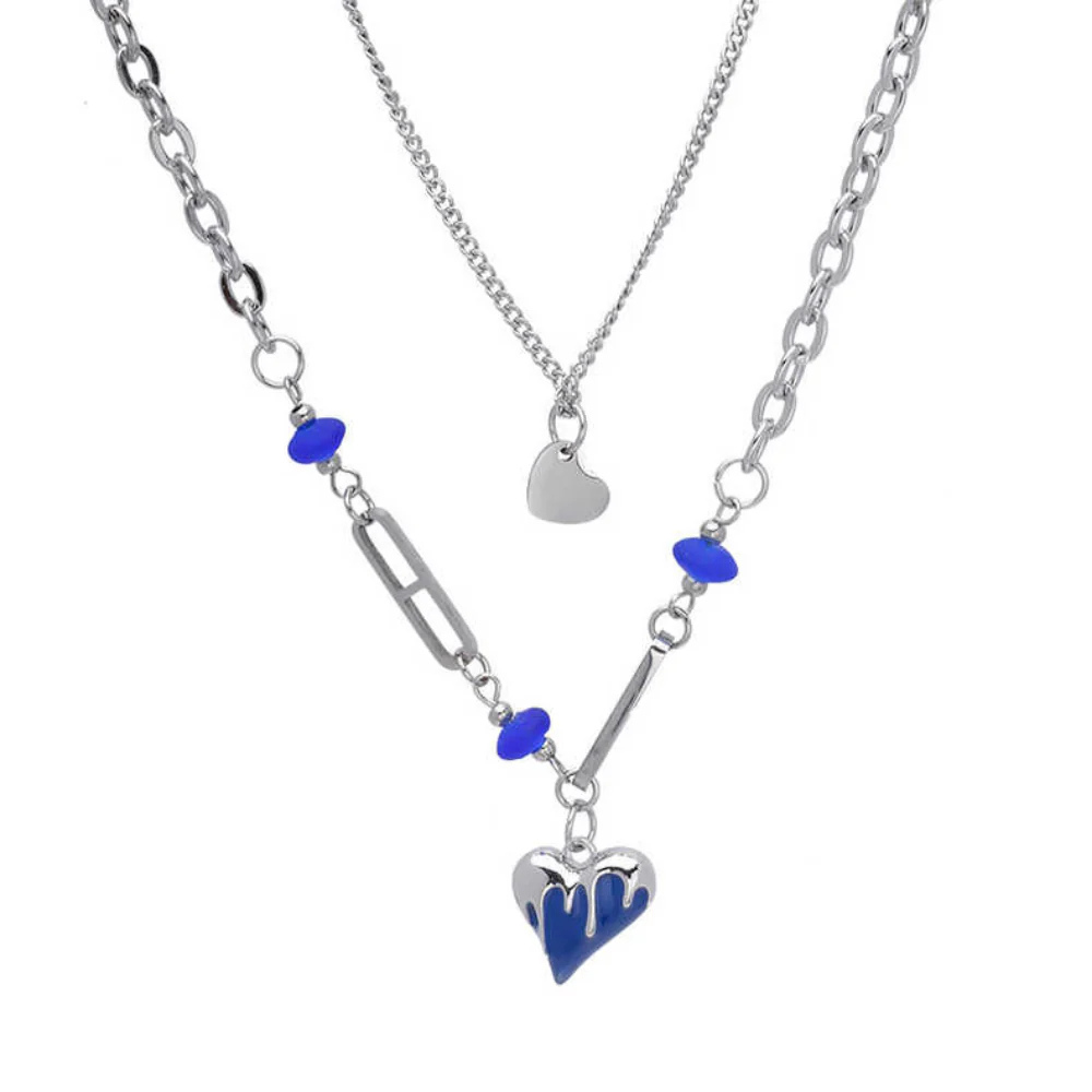 "Hip Hop Klein Blue Love Double-layered" Necklaces