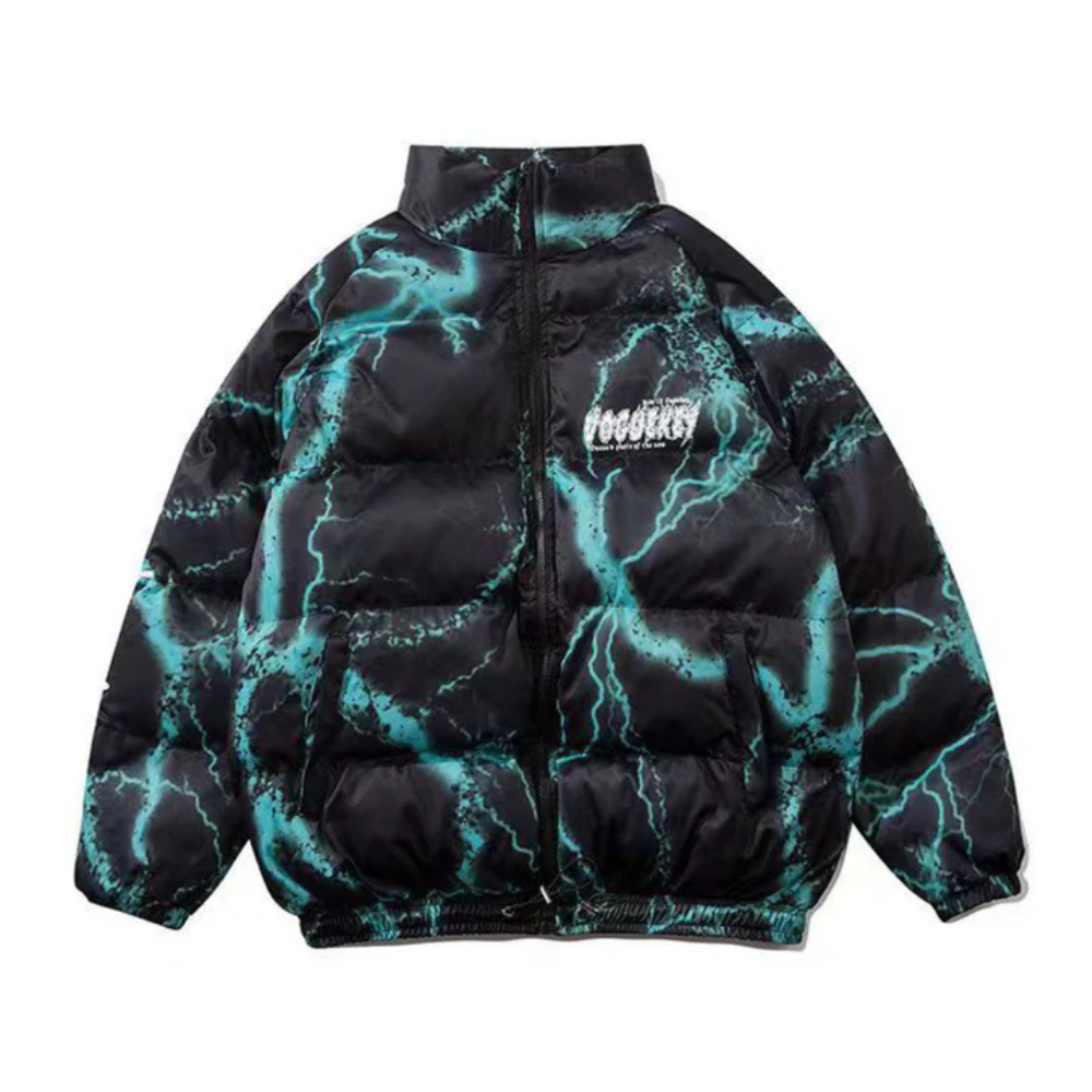 Dark Lightning Graffiti Print Coat