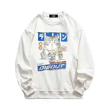 “Japanese style cat eating ramen” Sweatshirt