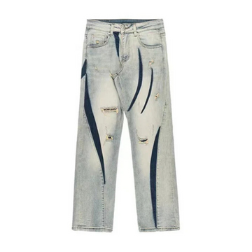 "Distressed Denim Contrast" Jeans