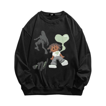 “Niche American trend little boy heartbeat print” Sweatshirt