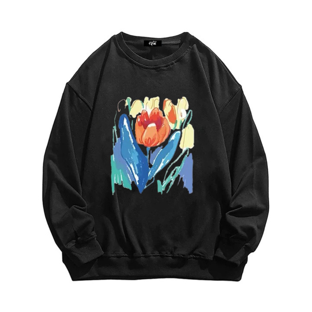 “Trendy niche flower hand-painted design prints” Sweatshirt