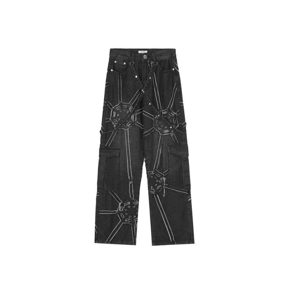 Spider Web Denim Pants