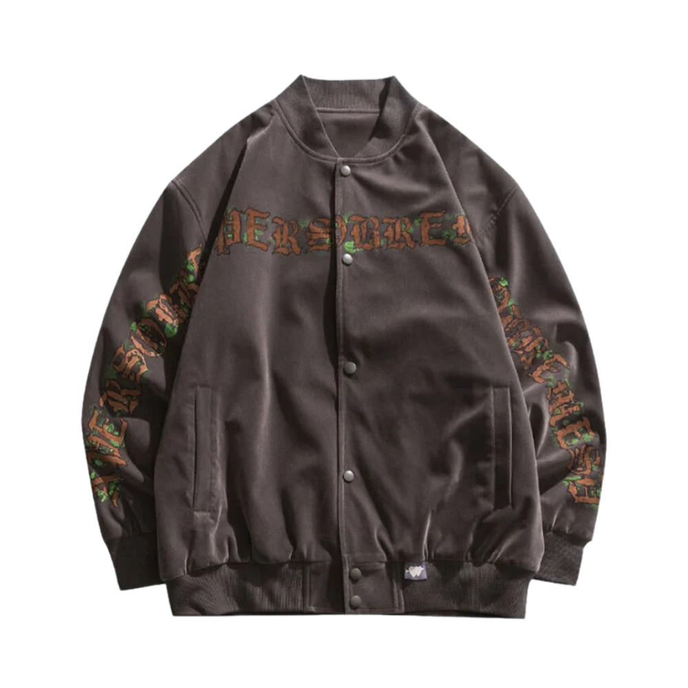 “Vintage Letter Print Baseball” Jacket