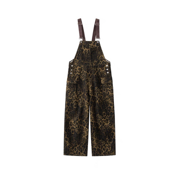 Vintage-inspired leopard print back pants