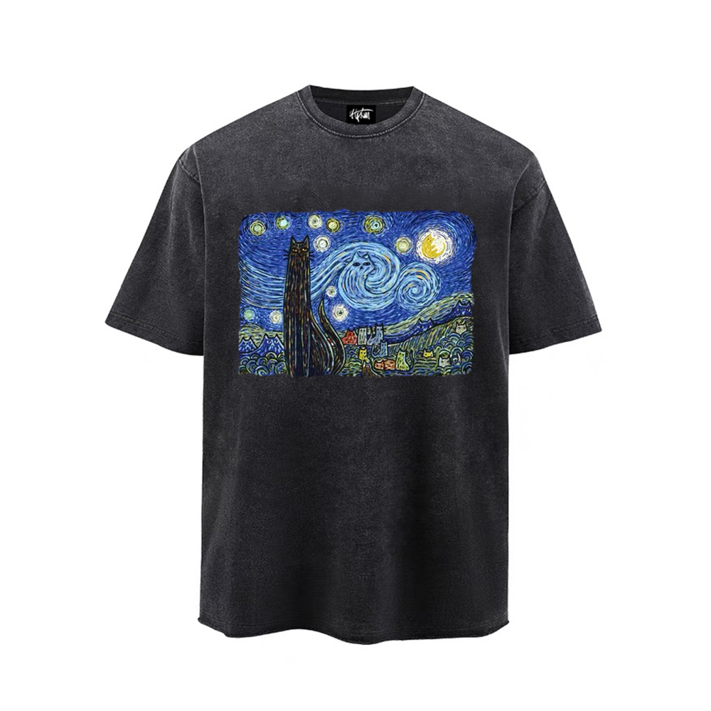 “Oil painting art style cat trendy print” T-shirt