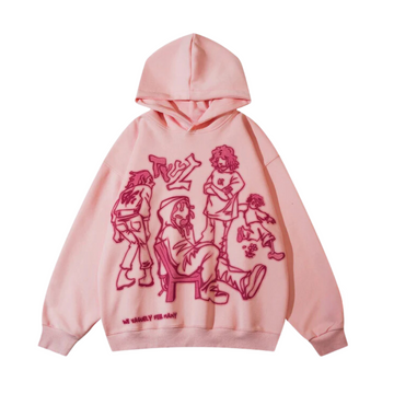 “Cartoon Line Character” Hoodie