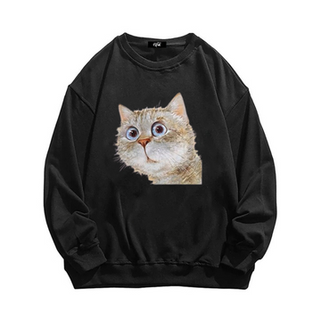 “American trendy niche cat surprised print” Sweatshirt