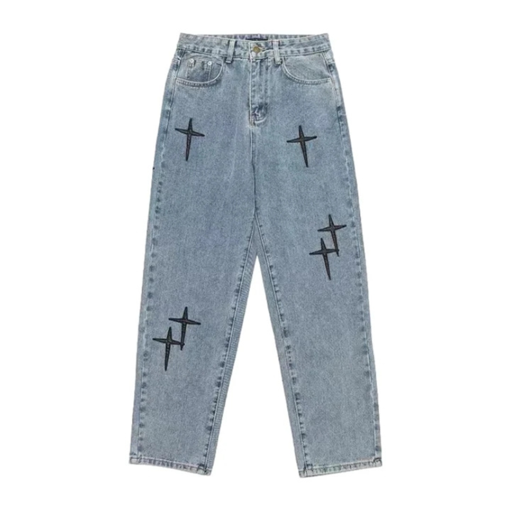 "Urban Cross Graphic Straight Leg" Jeans