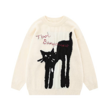 Cat Graphic Knit Sweater