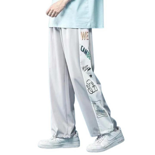 "Cartoon Bear Letter Graphic" Sweatpants