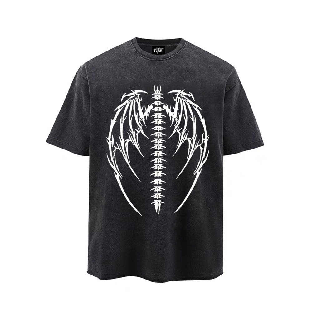 “Dark style trendy dragon bone skull” T-shirt