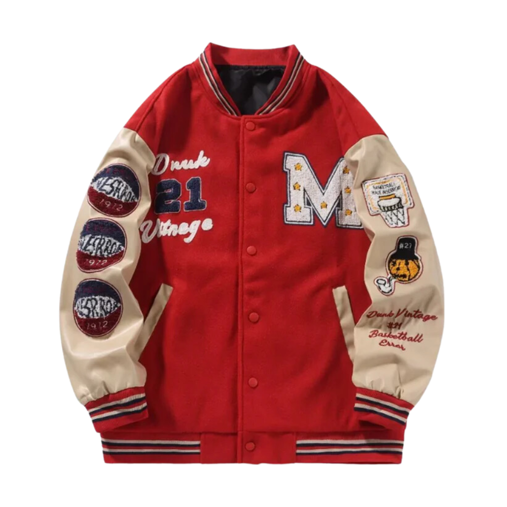 “Vintage Contrast Stitch Varsity” Jacket