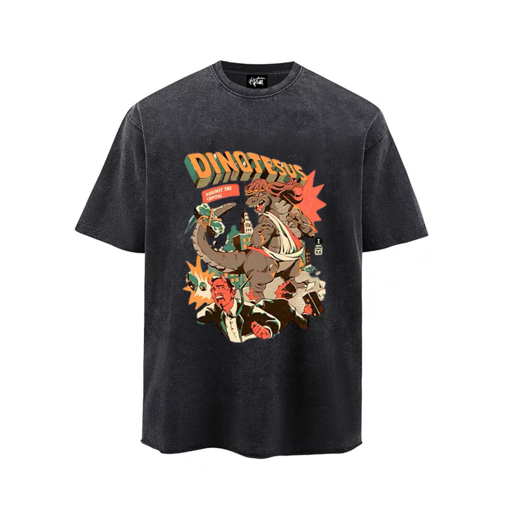 “Cartoon dinosaur prehistoric monster destroys and invades the city trend” T-shirt