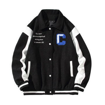 “Casual Contrast Color Letter C” Jacket