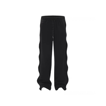 High Street Solid Color Simple Twisted Cuffed Casual Sweatpants