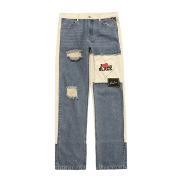 "Street Love Patchwork Straight Leg" Jeans