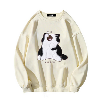 “Niche simple American style dozing cat print” Sweatshirt