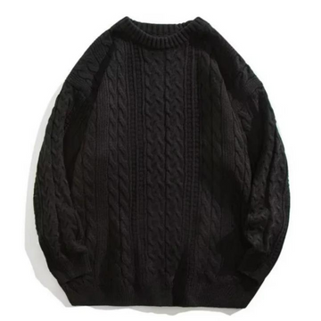 Solid Color Woven Pattern Knit Sweater