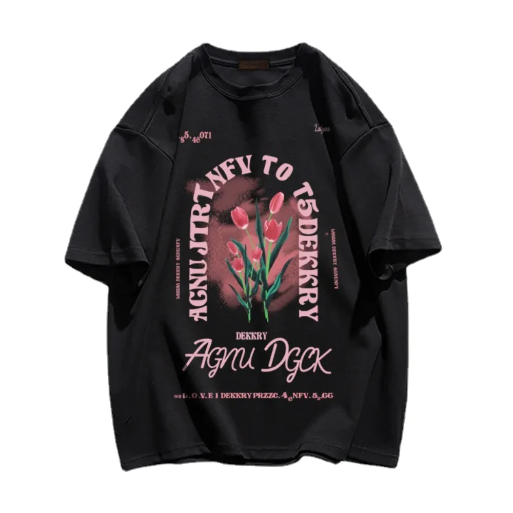 “American Street Tulip Print Cotton” T-shirt