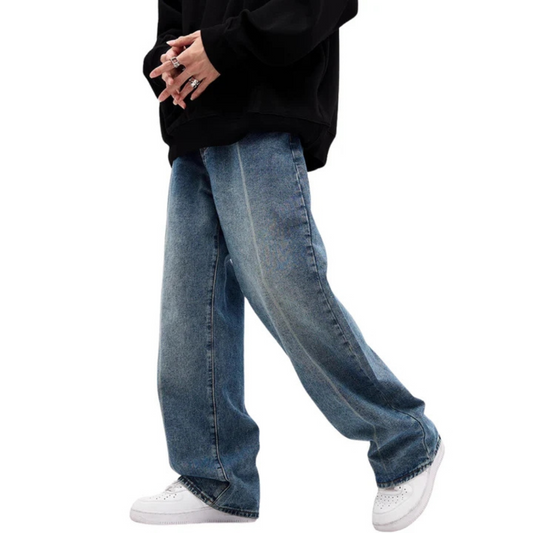 "Solid Color Distressed Baggy" Jeans