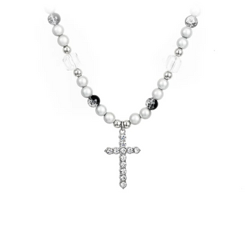 "American Reflective Pearl Cross" Necklaces