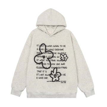 “Flower Letter Print” Hoodie