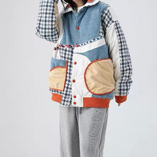 Colorful plaid patchwork Coat