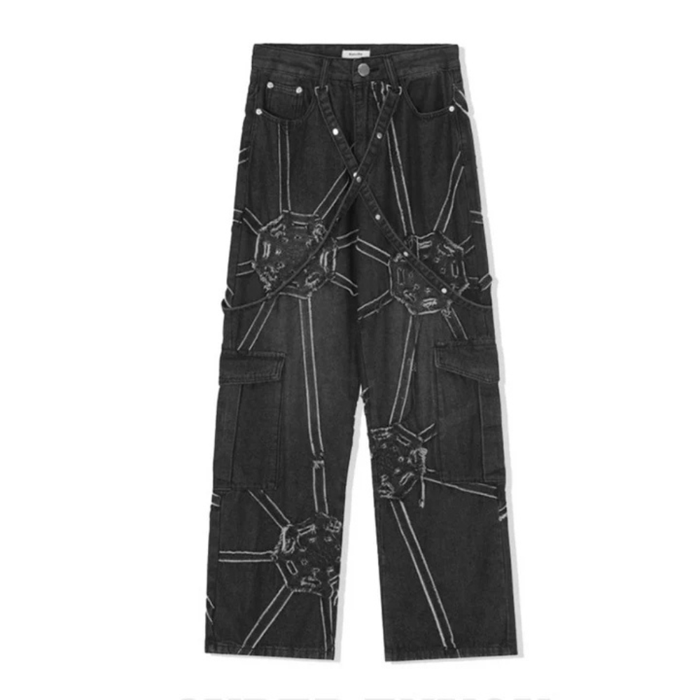 "Vintage High Street Spider Web Patchwork" Jeans