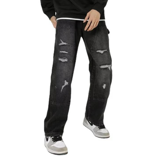 "City Black Ripped Straight" Jeans