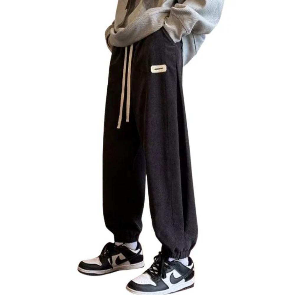 "Loose Solid Color Drawstring" Sweatpants