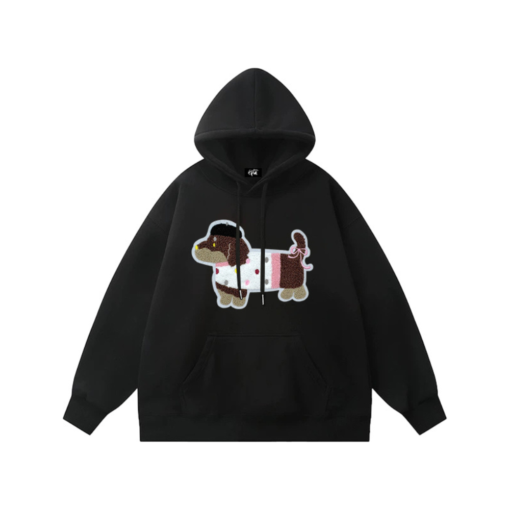 "Embroidered Hat Puppy” Hoodie