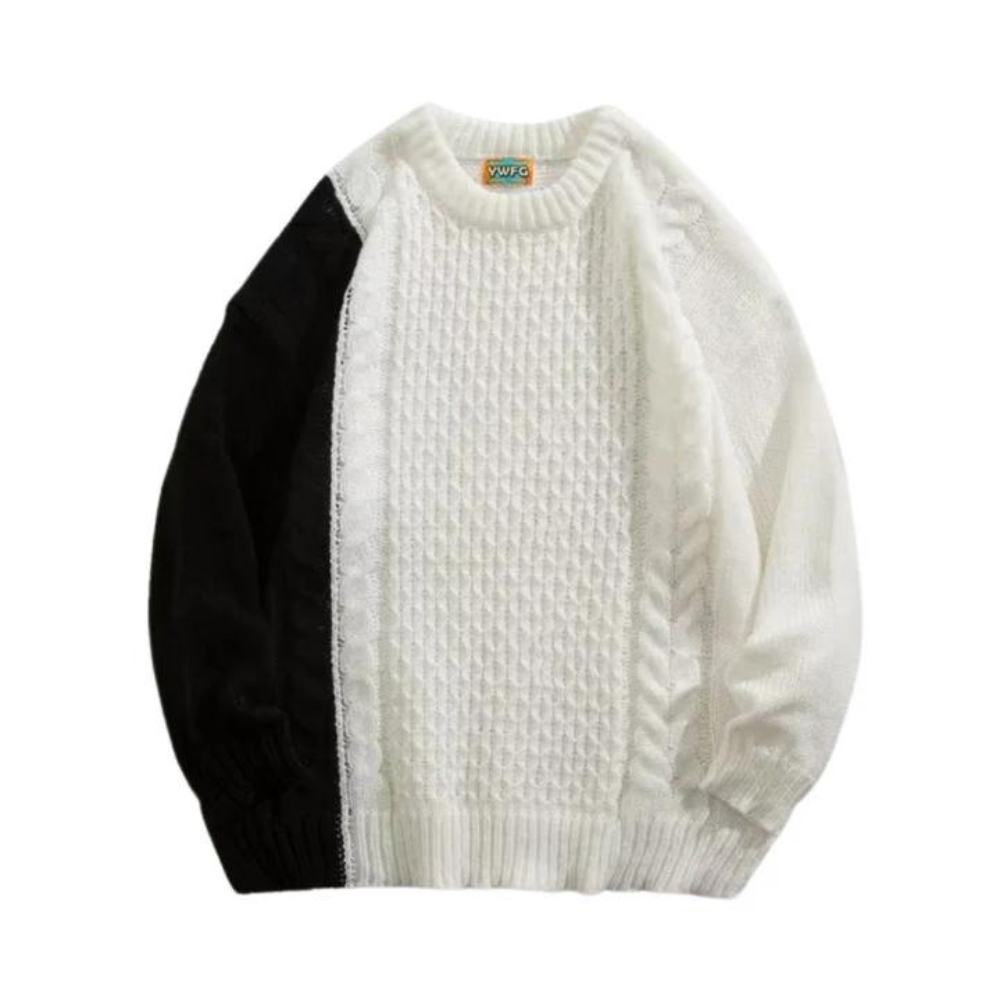 Loose Contrast Knit Sweater